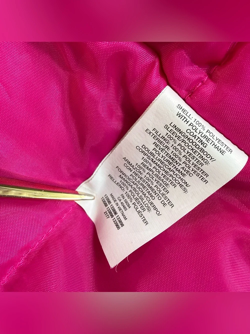 Children’s Place Girls Water Resistant Hooded Jacket Black & Hot Pink Sz M (7/8)